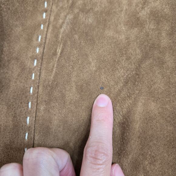 New Denim & Co Brown Leather Button Down Jacket Coat Western - Picture 6 of 8